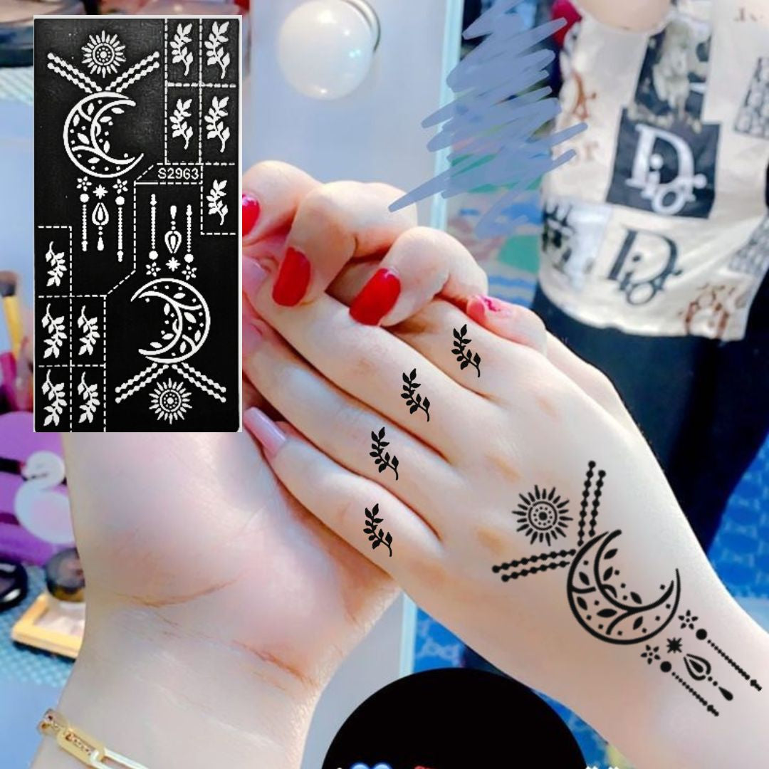 استيكر حنة صغير لليدين | نقوش دقيقة وأنيقة | تصميم  RS 4