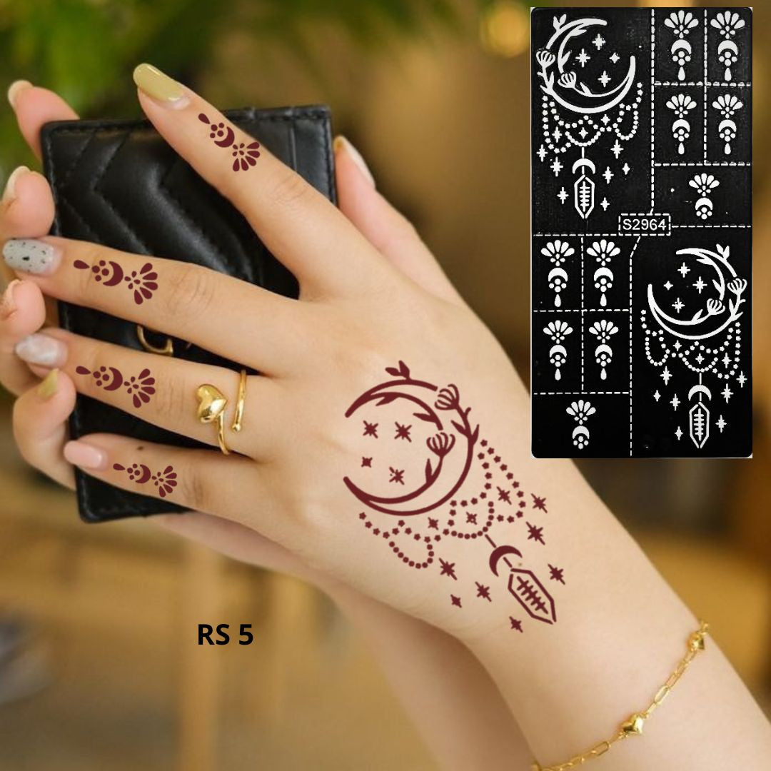 استيكر حنة صغير لليدين | نقوش دقيقة وأنيقة | تصميم  RS 5