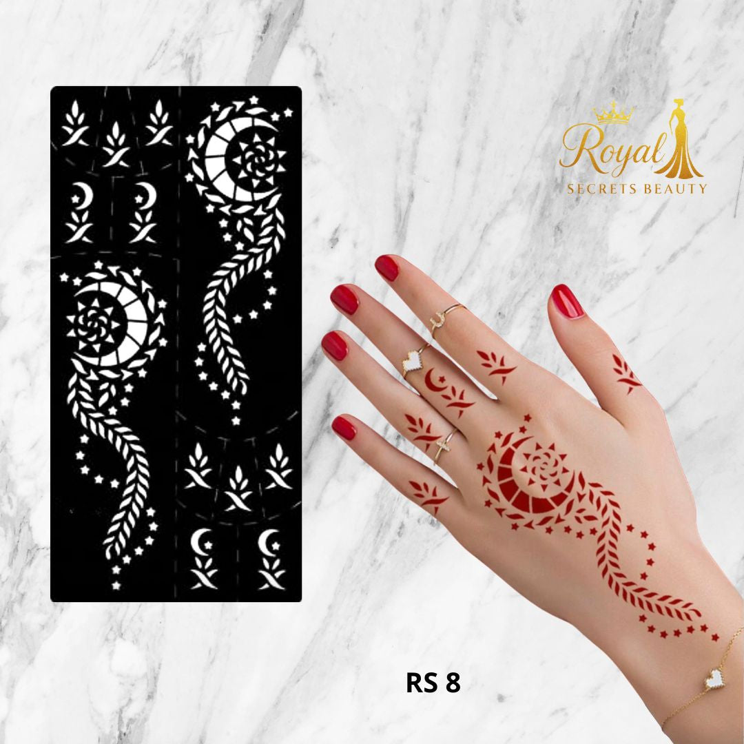استيكر حنة صغير لليدين | نقوش دقيقة وأنيقة | تصميم  RS 8