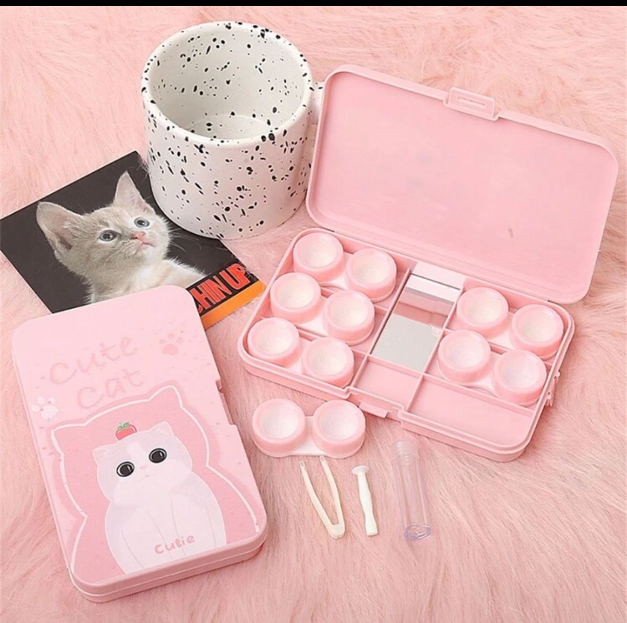 حافظة عدسات 6 قطع مع ملقاط وموزع