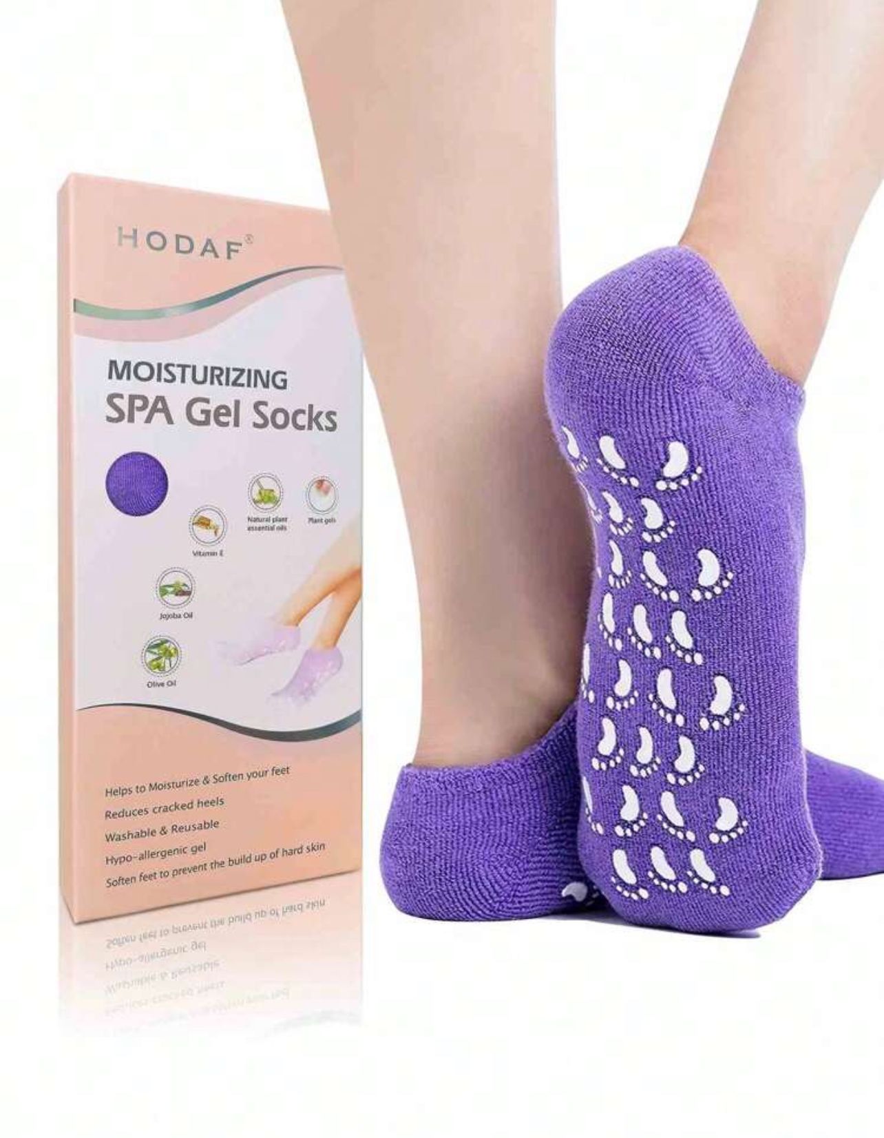 جوارب جل الترطيب بالألوفيرا لتنعيم الجلد الجاف للقدمين باللون الأزرق