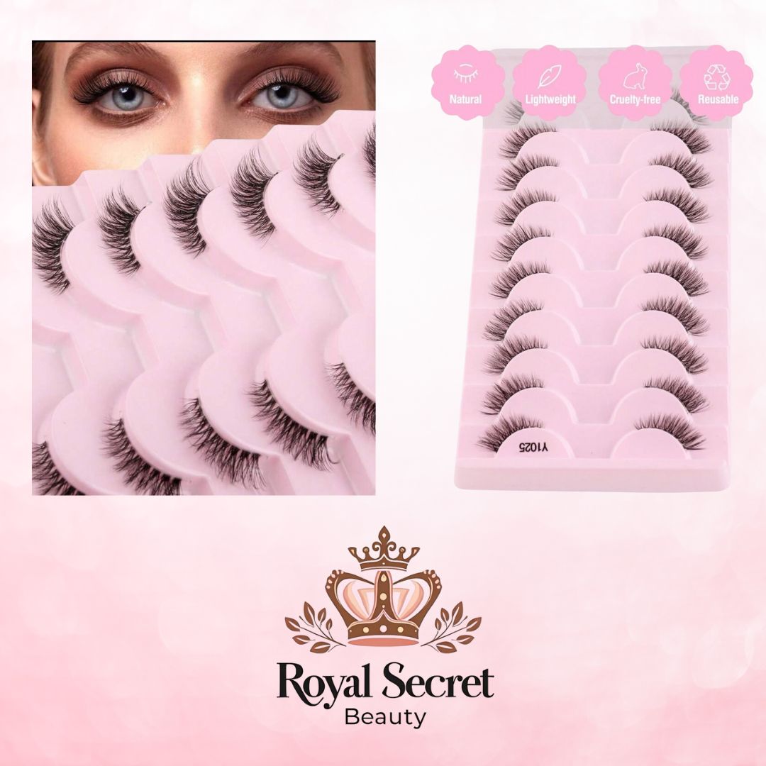 10أزواج رموش صناعية كثيفة ثلاثية الأبعاد مظهر مموج طبيعي للارتداء اليومي Y1025