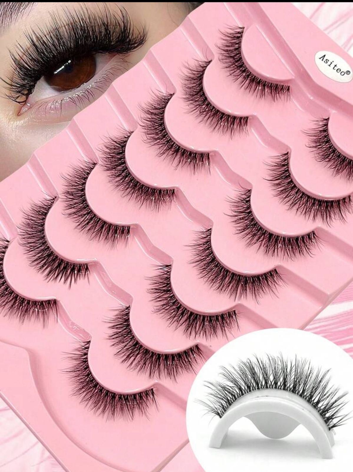 Y10427أزواج رموش منفوشة بخفة طبيعية شريط شفاف ولمسة هوائية