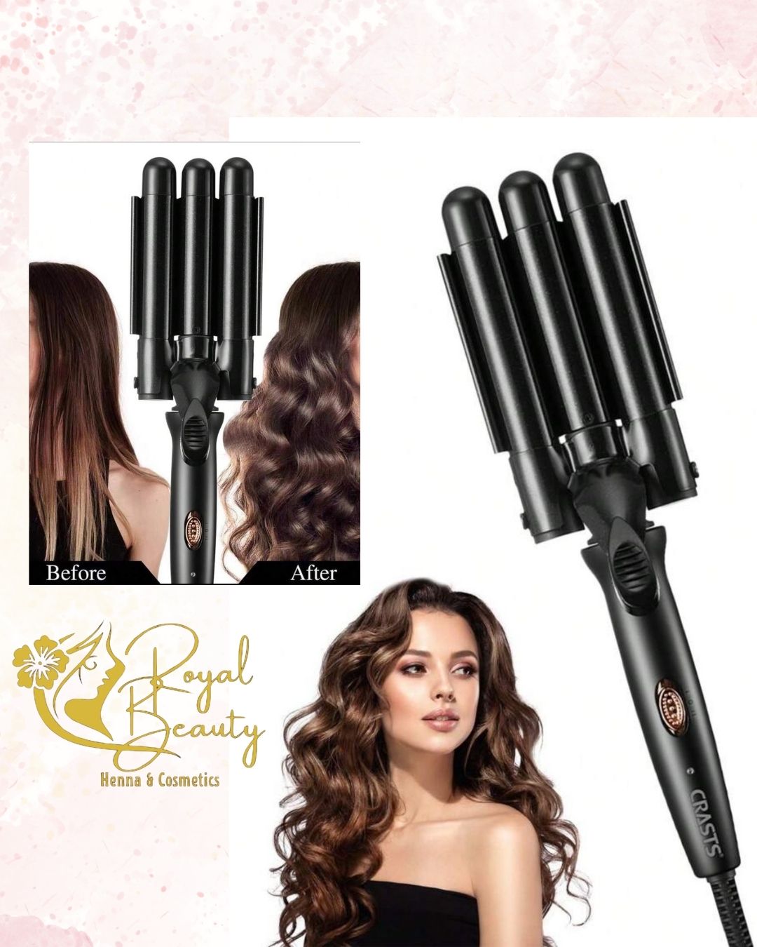 مكواة الشعر الثلاثية أسود لتسريحات كيرلي ساحرة وجذابة