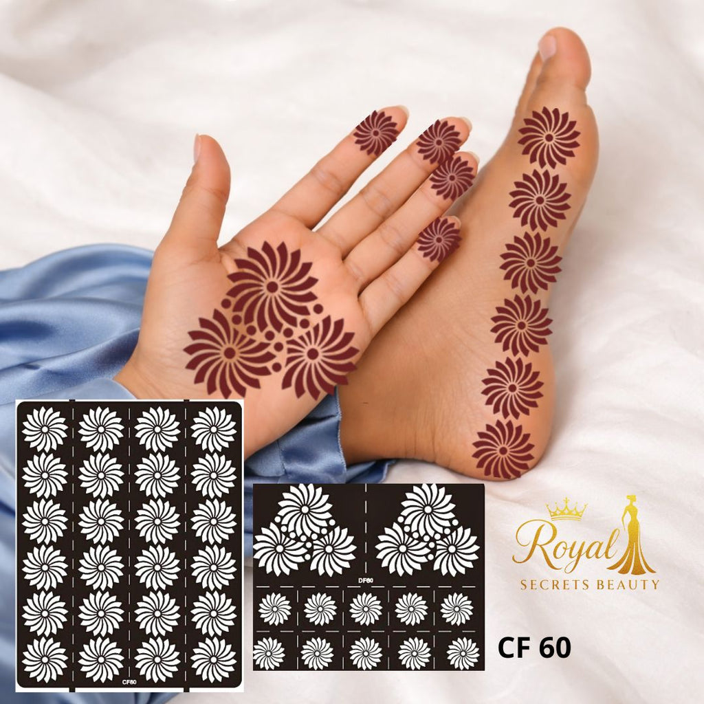 استيكرات حناء لليد والقدم – نقش حناء جاهز لاصق – تصميم رقم 60