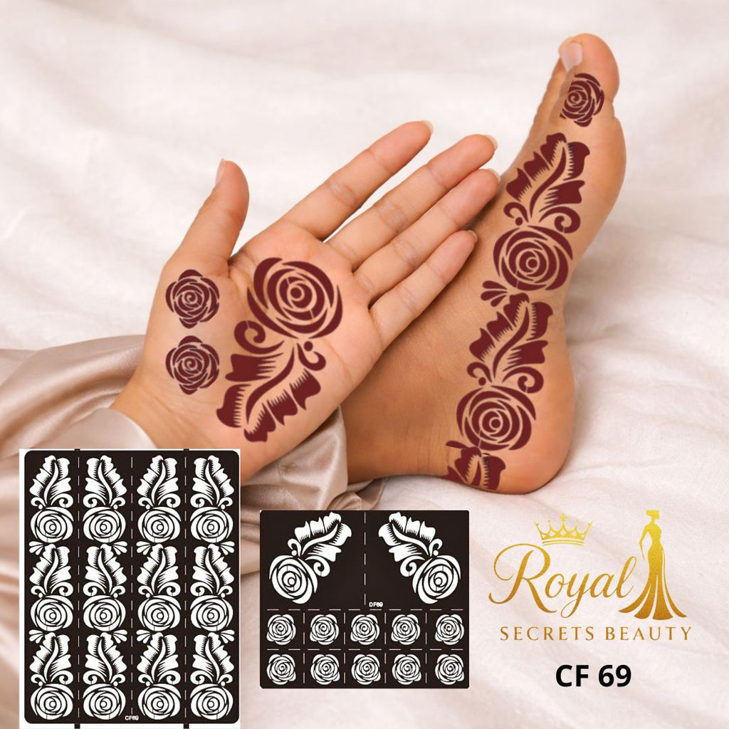 استيكرات حناء لليد والقدم – نقش حناء جاهز لاصق – تصميم رقم 69