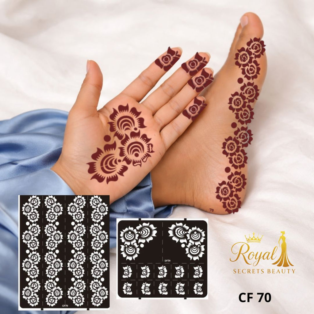 استيكرات حناء لليد والقدم – نقش حناء جاهز لاصق – تصميم رقم 70