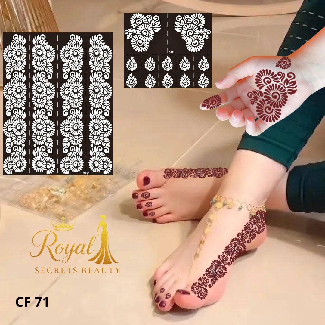 استيكرات حناء لليد والقدم – نقش حناء جاهز لاصق – تصميم رقم 71