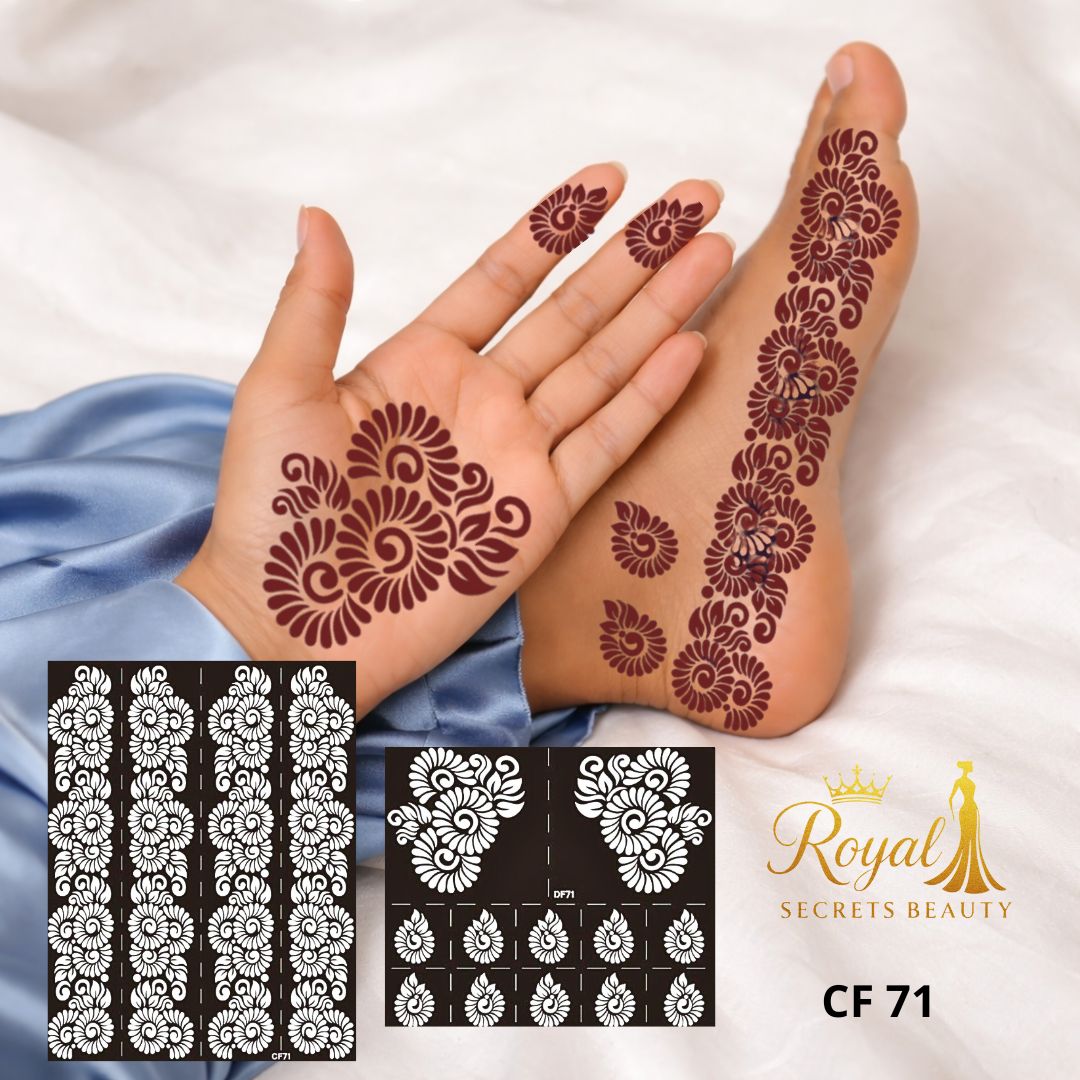 استيكرات حناء لليد والقدم – نقش حناء جاهز لاصق – تصميم رقم 71