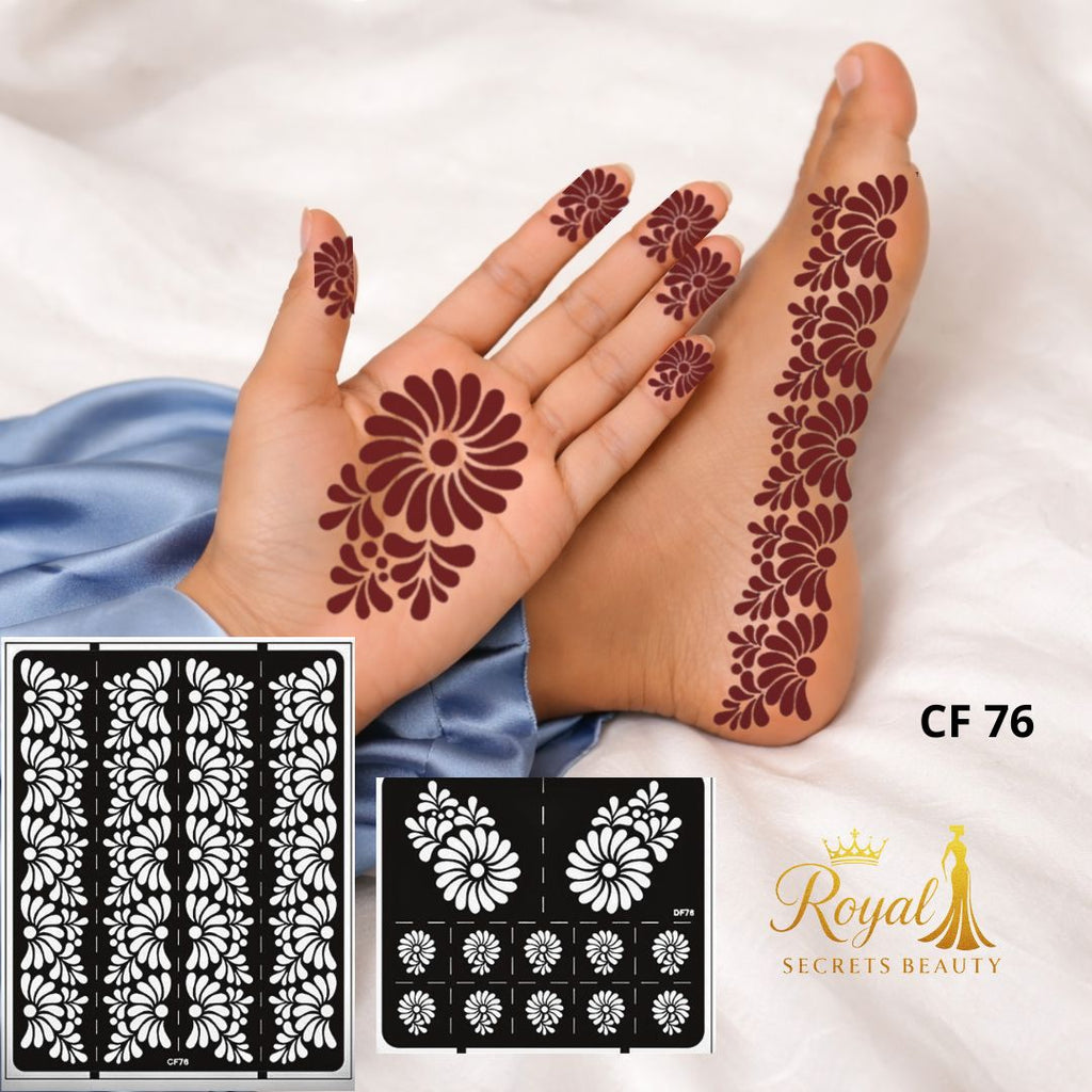 استيكرات حناء لليد والقدم – نقش حناء جاهز لاصق – تصميم رقم 76