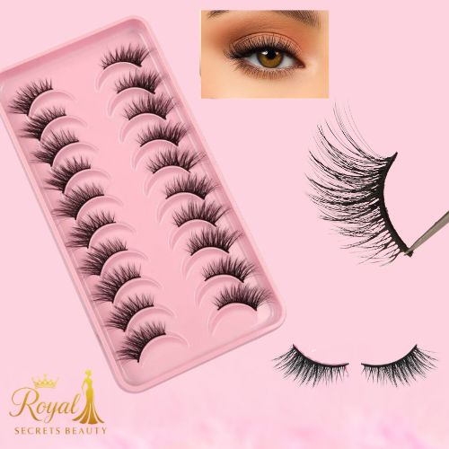 رموش صناعية متعرجة متقاطعة – 10 أزواج لمكياج جذاب Y1049