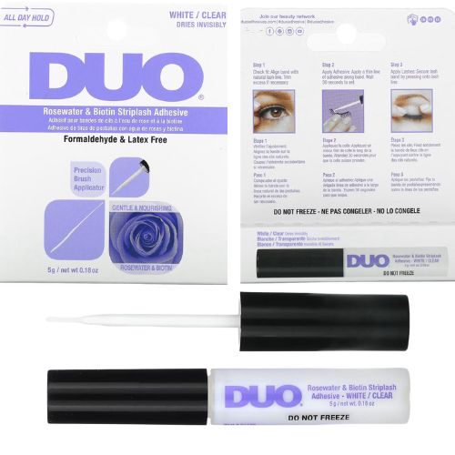 لاصق رموش ديو أبيض شفاف بماء الورد والبيوتين كورى أصلي 100% (5 جم) وثبات يدوم طوال اليوم code no DU203