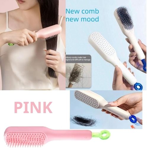 مشط سحري بضغطة واحدة لتنظيف الشعر – مضاد للتشابك والكهرباء الساكنة كود 23