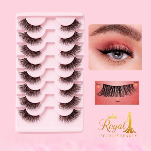 رموش صناعية نصف عين – 10 أزواج ثلاثية الأبعاد طبيعية وكثيفة Y1053