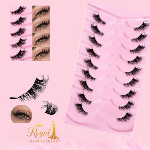 رموش صناعية نصف عين – 9 أزواج بتصميم عيون القطة طبيعي Y1051