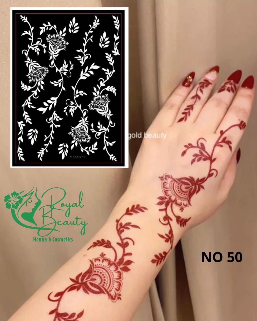 استيكر تعبئه حنا من مريم بيوتى لليدين رقم 50