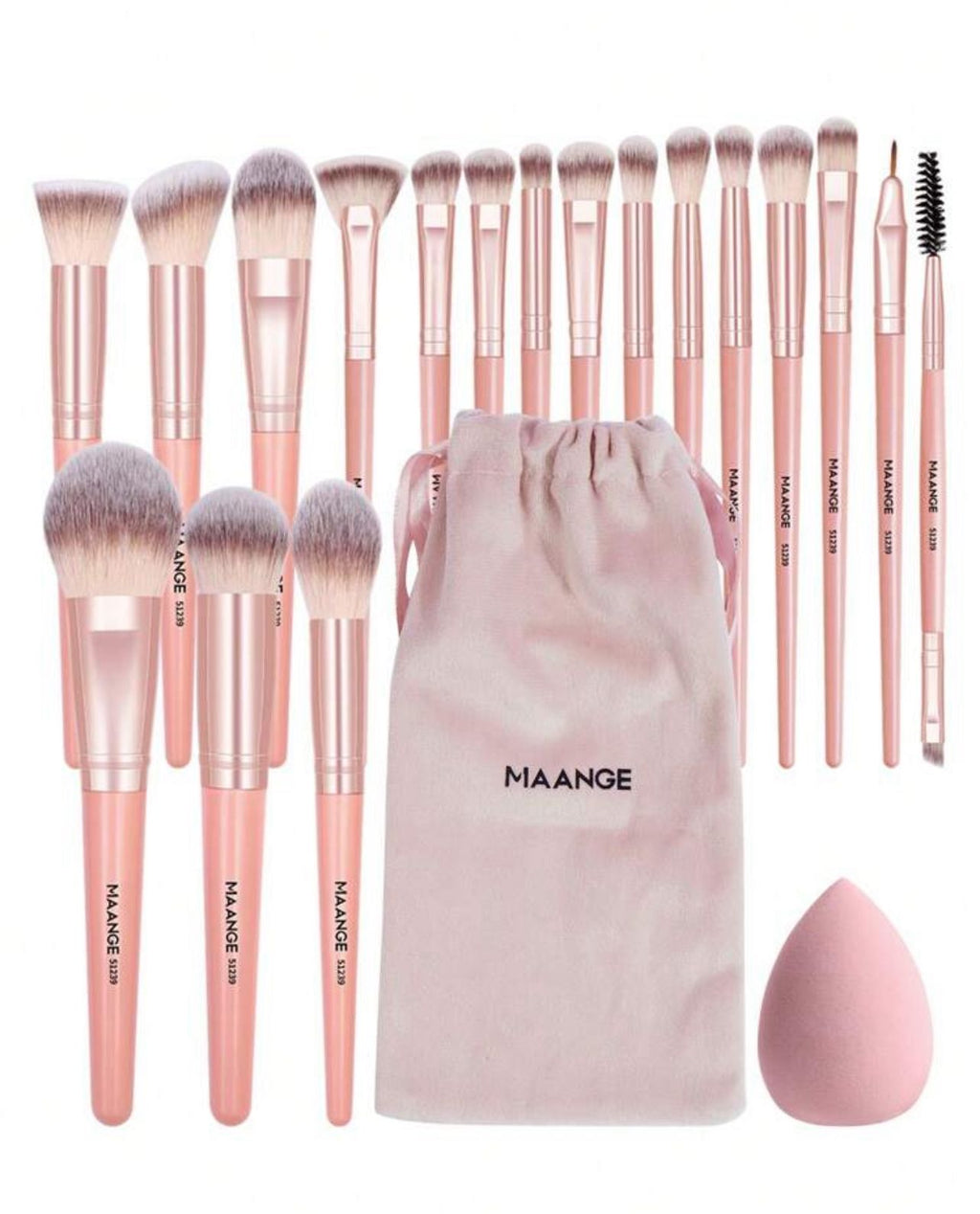 مجموعة فرش مكياج MAANGE الاحترافية – 20 أداة لجمالك الكامل اللون وردى code no 353