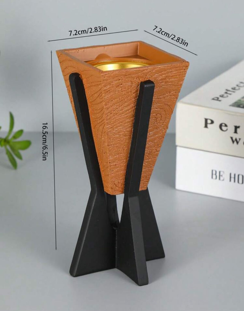 حارق بخور راتنجي بتصميم عصري بسيط ارتفاع 16.5 سم مع قاعدة أنيقة INC-001-LBN