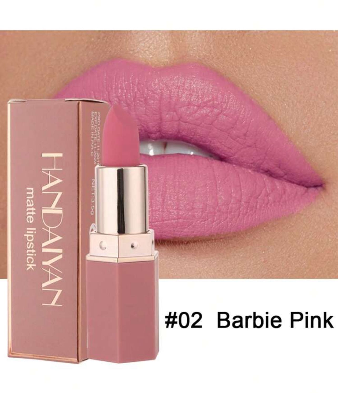 روج مطفي مرطب بلون وردي باربي – HANDAIYAN رقم 02