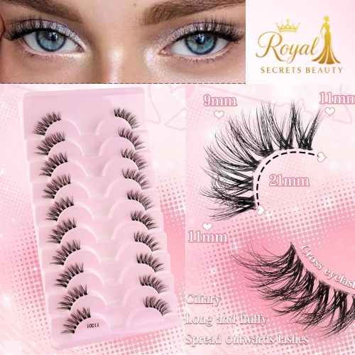 رموش عين القطة الطبيعية طقم 10 أزواج بتقنية 3D من الفرو الصناعي Y1001