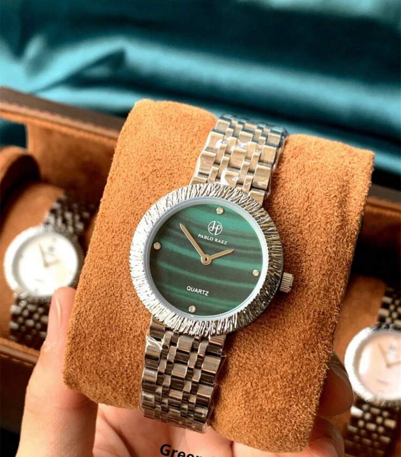 ساعة نسائية أنيقة من Pablo Raez – تصميم فضي راقٍ مرصع، مقاومة للماء، هدية مثالية LSMG 2016