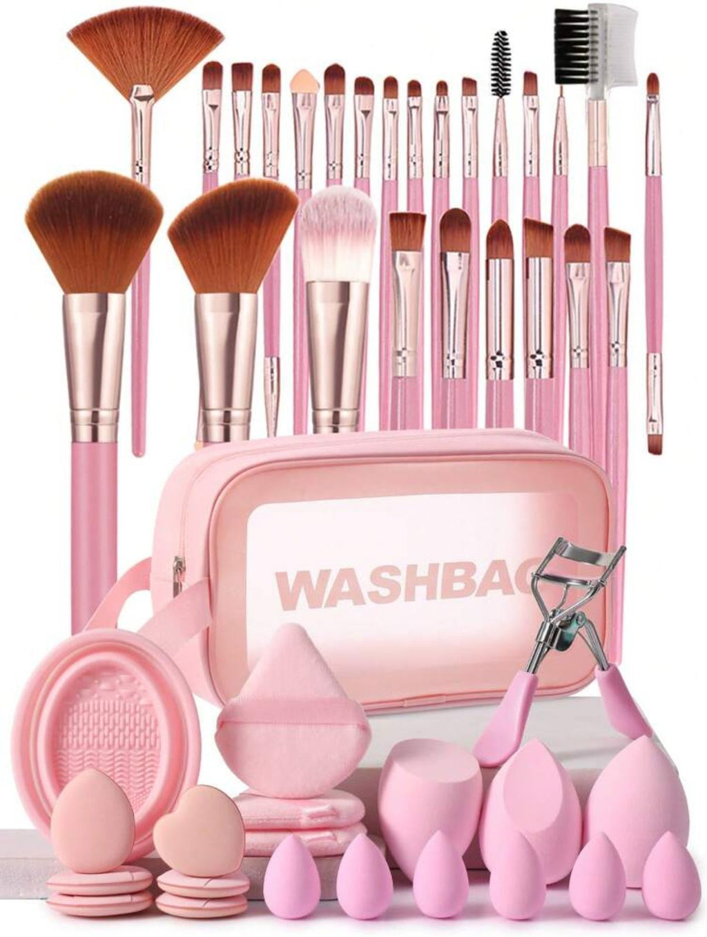 مجموعة أدوات المكياج الاحترافية 46 قطعة متكاملة وردى