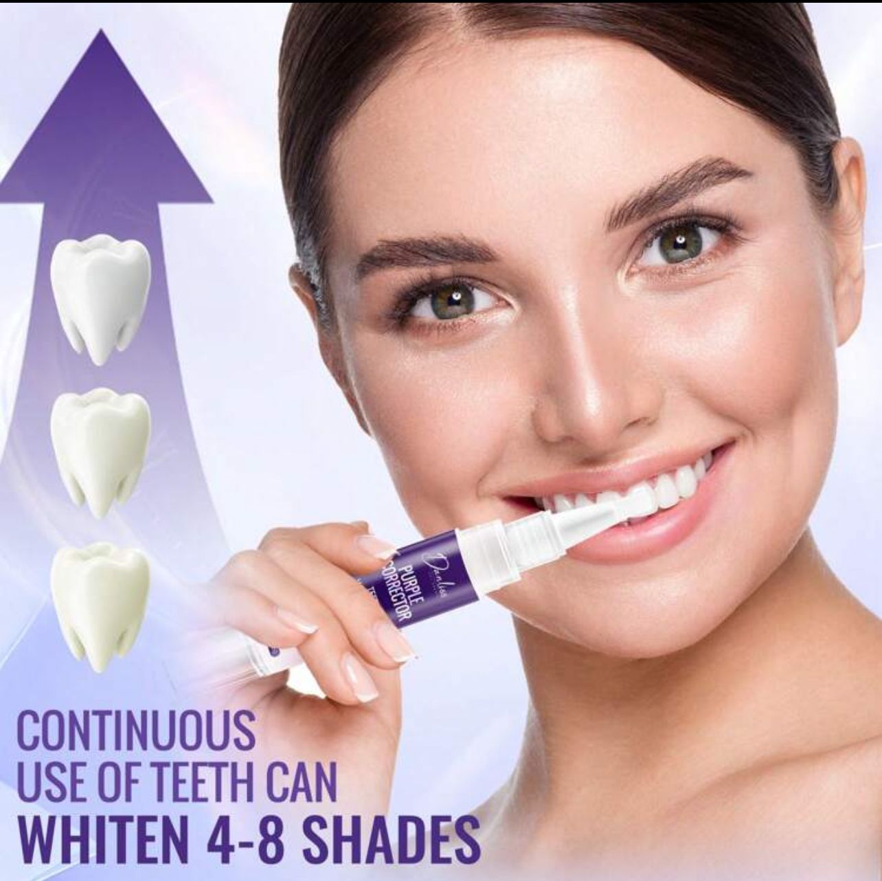 قلم تبييض الأسنان المصحح الأرجواني