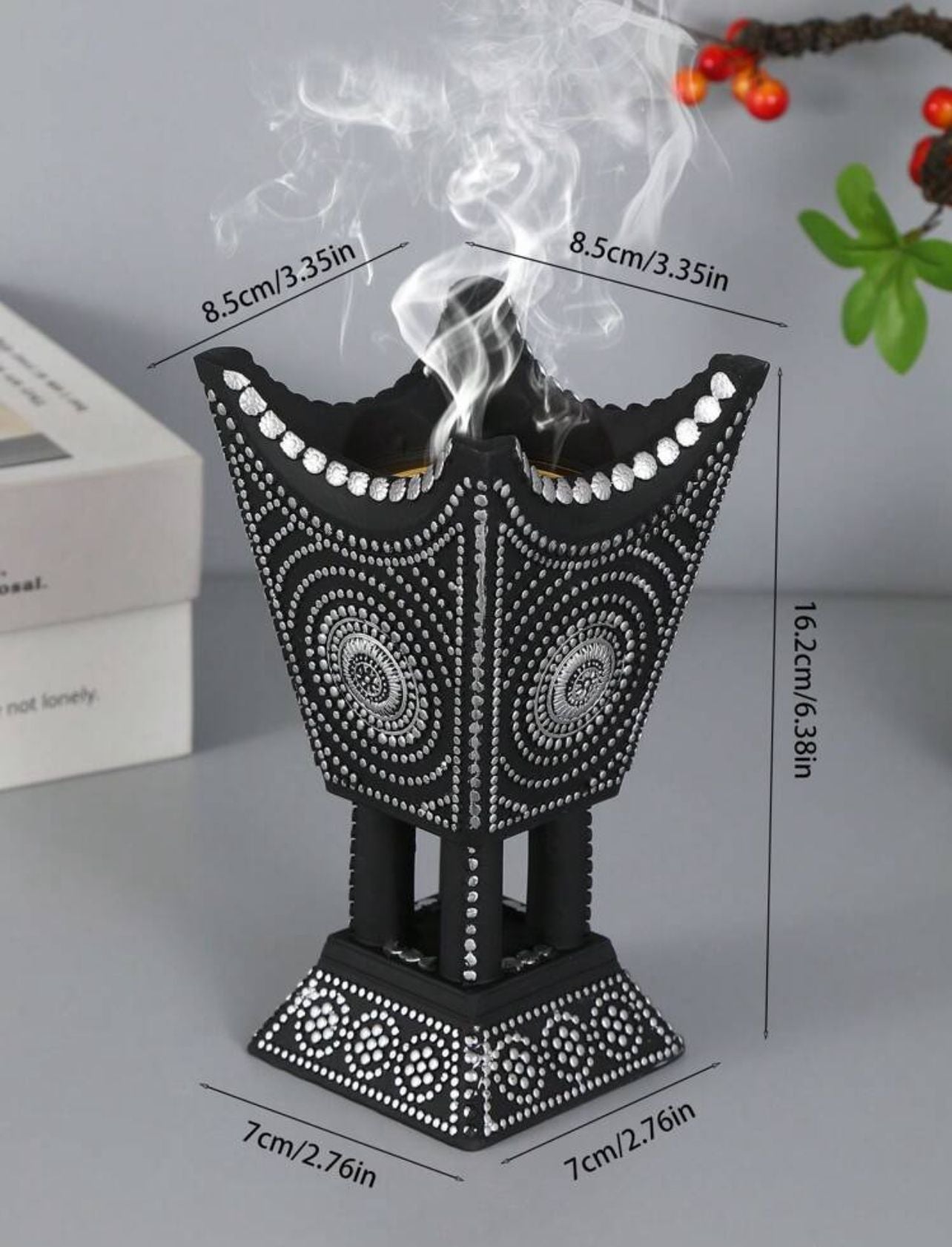 مبخرة راتنج بتصميم كأس مزخرفة بتطعيم ذهبي يدوي ديكور فاخر للمنزل INC-005-BK