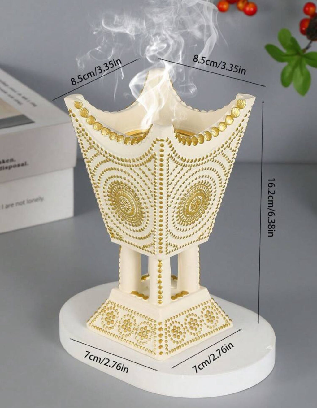 مبخرة راتنج بتصميم كأس مزخرفة بتطعيم ذهبي يدوي ديكور فاخر للمنزل INC-005-SL
