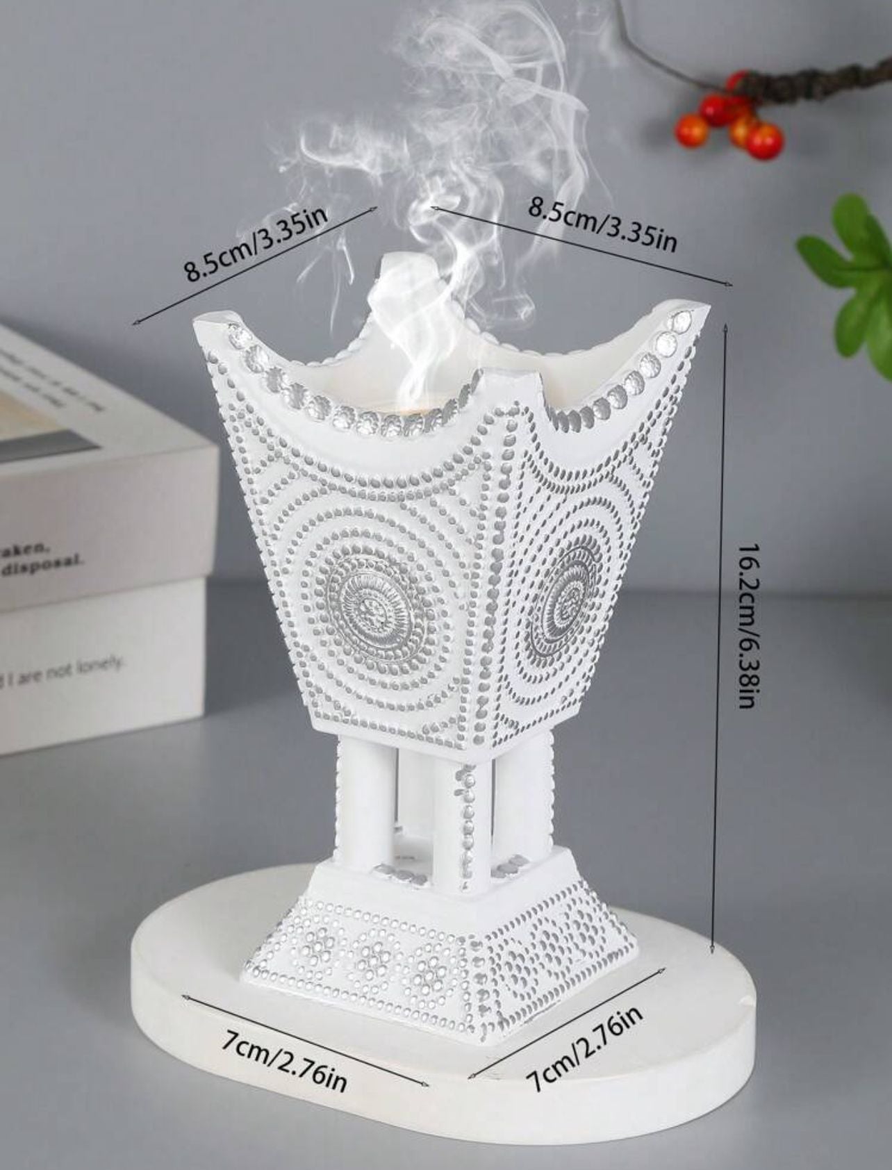 مبخرة راتنج بتصميم كأس مزخرفة بتطعيم ذهبي يدوي ديكور فاخر للمنزل INC-005-WH