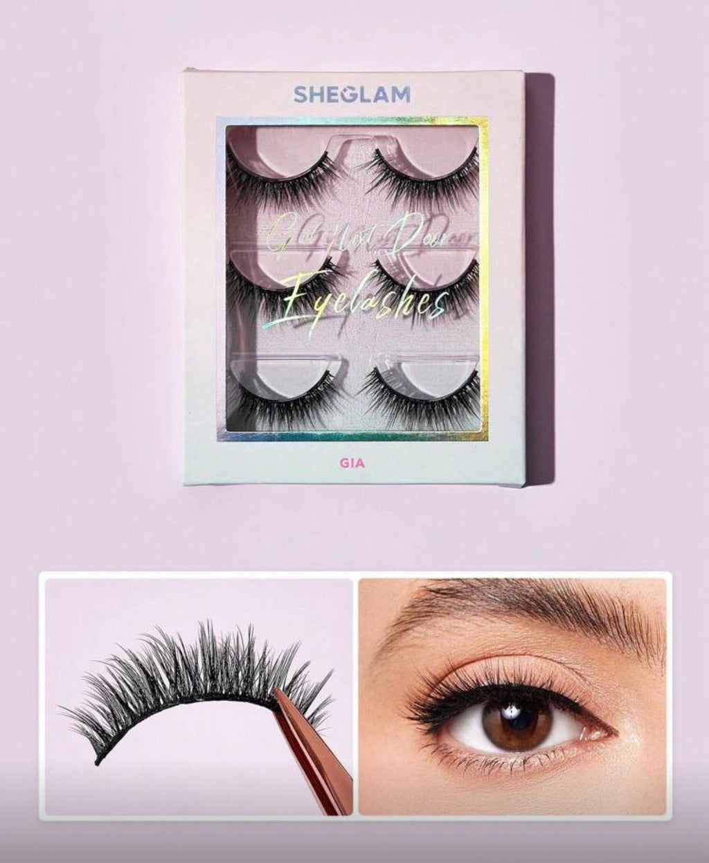 رموش SHEGLAM GIA – 3 أزواج خفيفة وكثيفة لإطلالة جذابة وطبيعية  Y1062