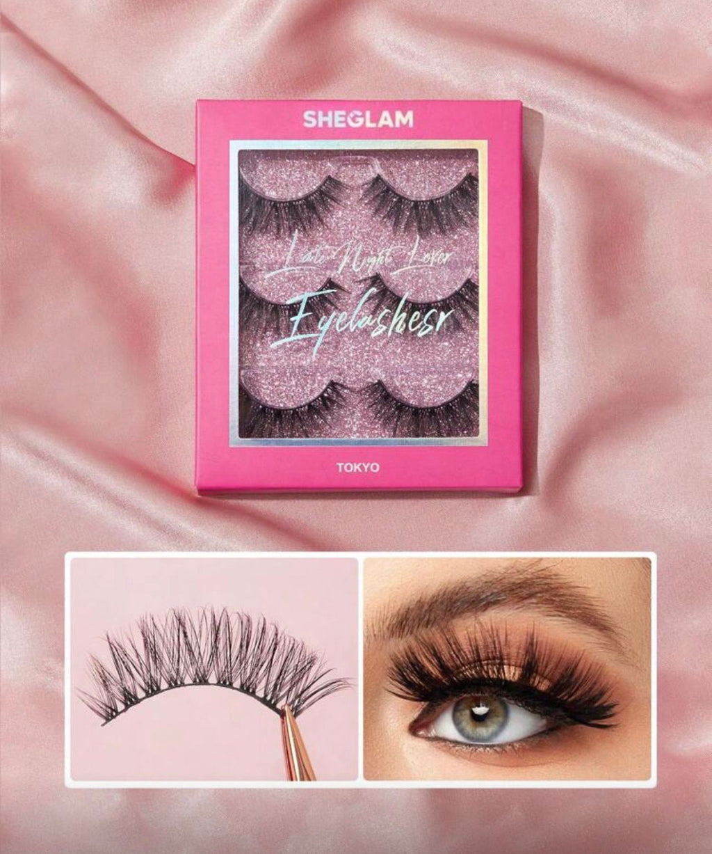 رموش SHEGLAM Late Night Lover  طوكيو، 3 أزواج خفيفة ومريحة لإطلالة جذابة Y1059