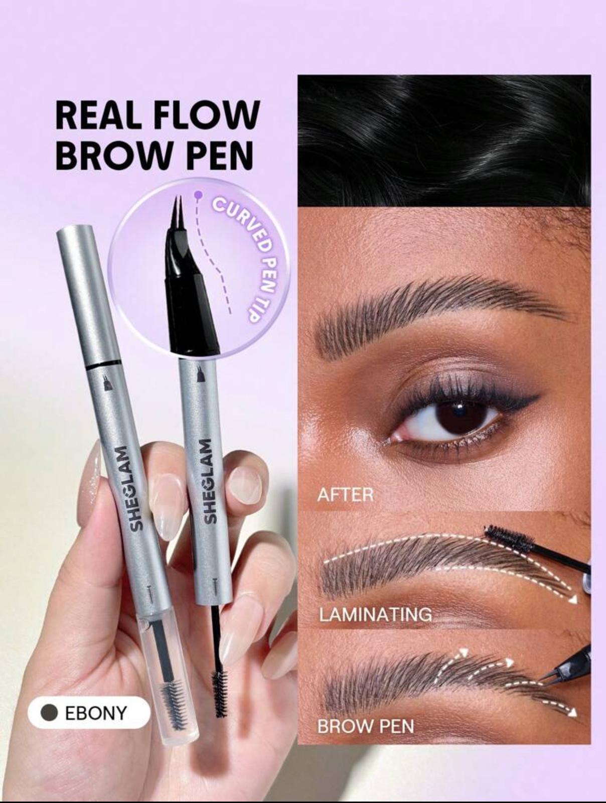 قلم تصفيف الحواجب SHEGLAM Real Flow – أسود داكن (Ebony)