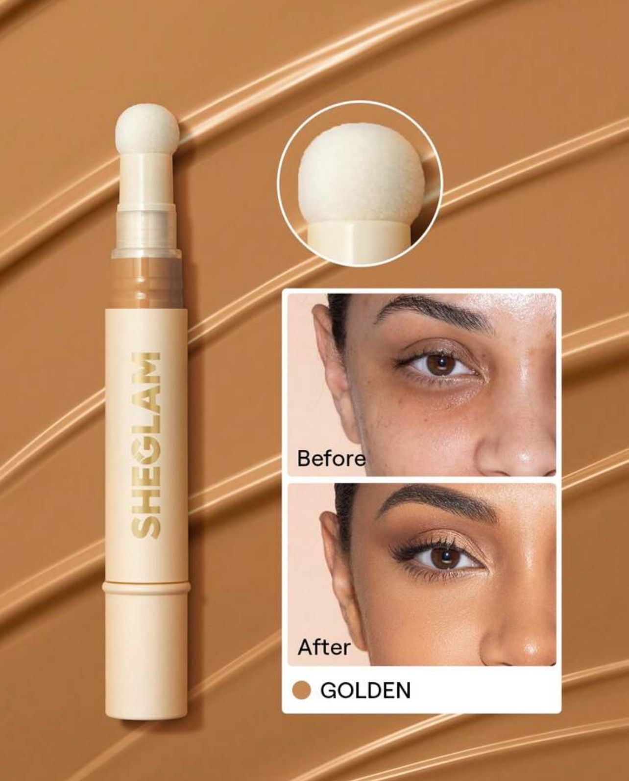 كونسيلر SHEGLAM السائل المعزز للبشرة تغطية خفيفة تدوم طوال اليوم اللون جولدين