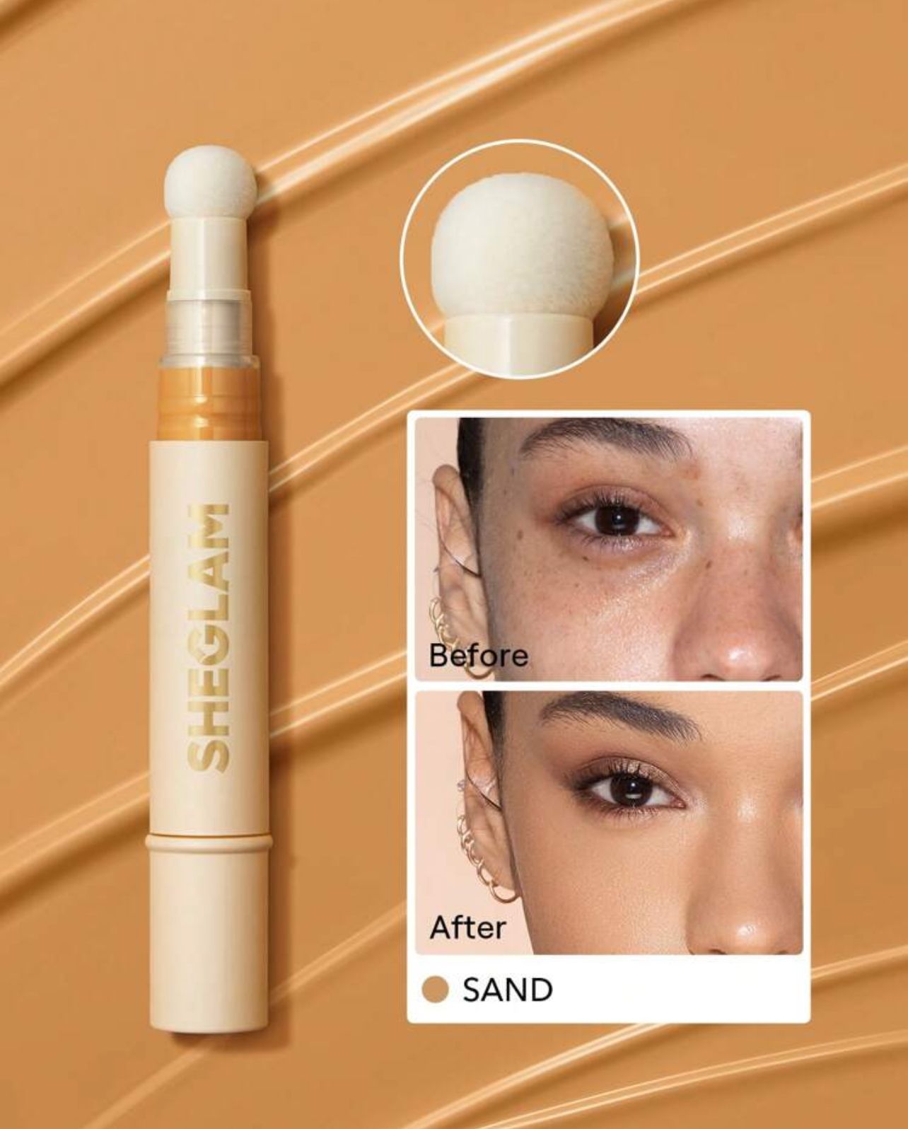 كونسيلر SHEGLAM السائل المعزز للبشرة تغطية خفيفة تدوم طوال اليوم اللون ساند