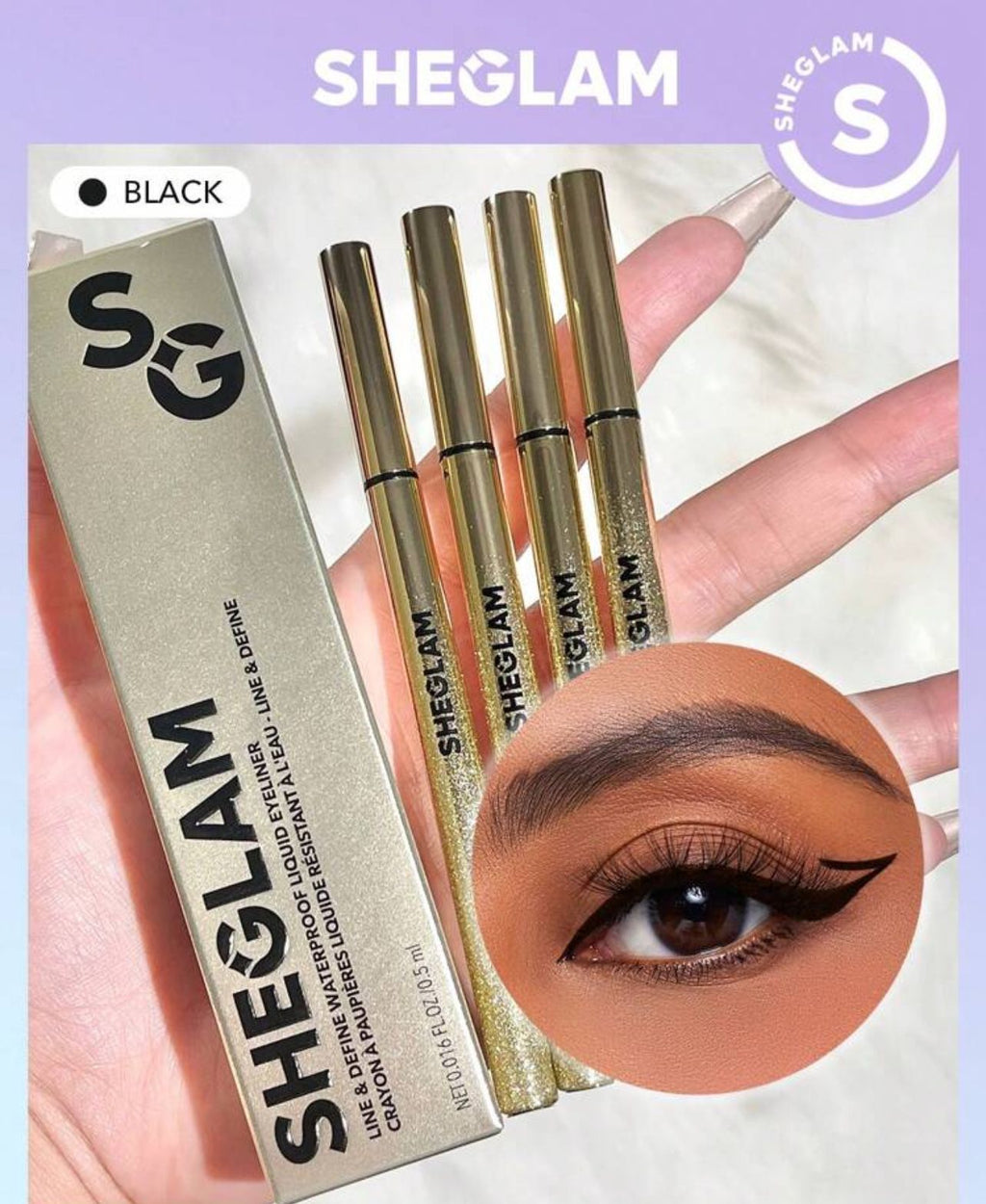 قلم ايلاينر لتحديد العيون السائل مضاد للماء باللون الأسود من شيقلام