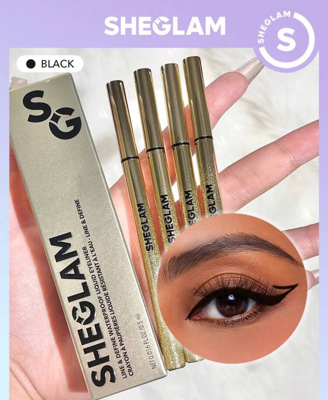 قلم ايلاينر لتحديد العيون السائل مضاد للماء باللون الأسود من شيقلام