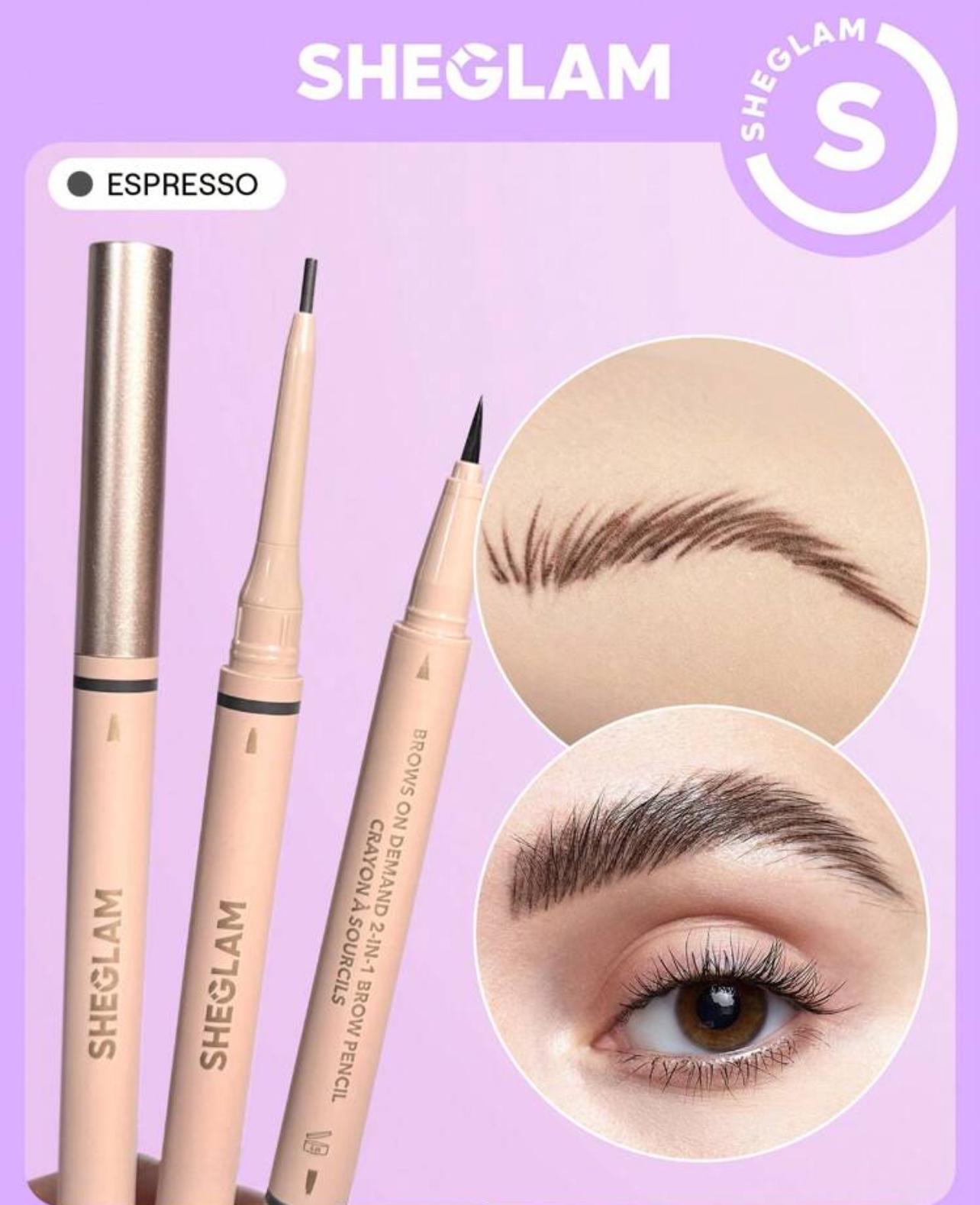 قلم حواجب شيقلام 2 في 1 - لون أسود (اكسبريسو ) للحصول على حواجب دقيقة وطبيعية