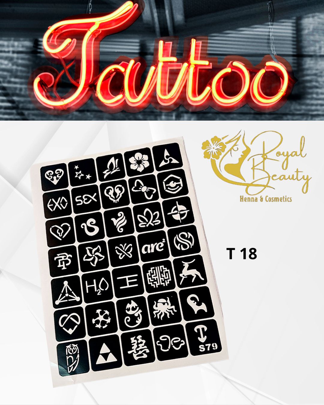 استيكرات تاتو مؤقتة مفرغة تصاميم قابلة لإعادة الاستخدام T 18