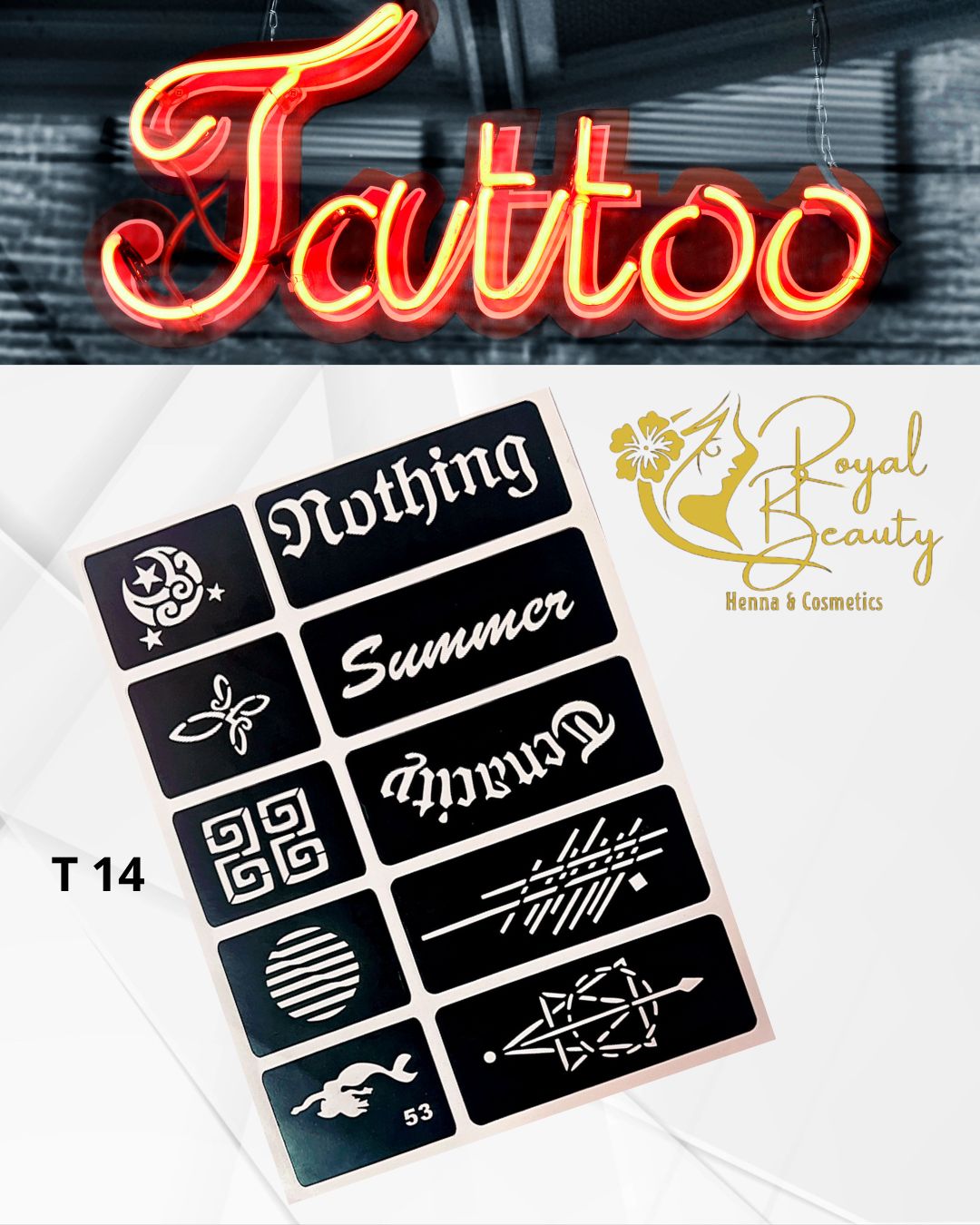 استيكرات تاتو مؤقتة مفرغة تصاميم قابلة لإعادة الاستخدام T 14