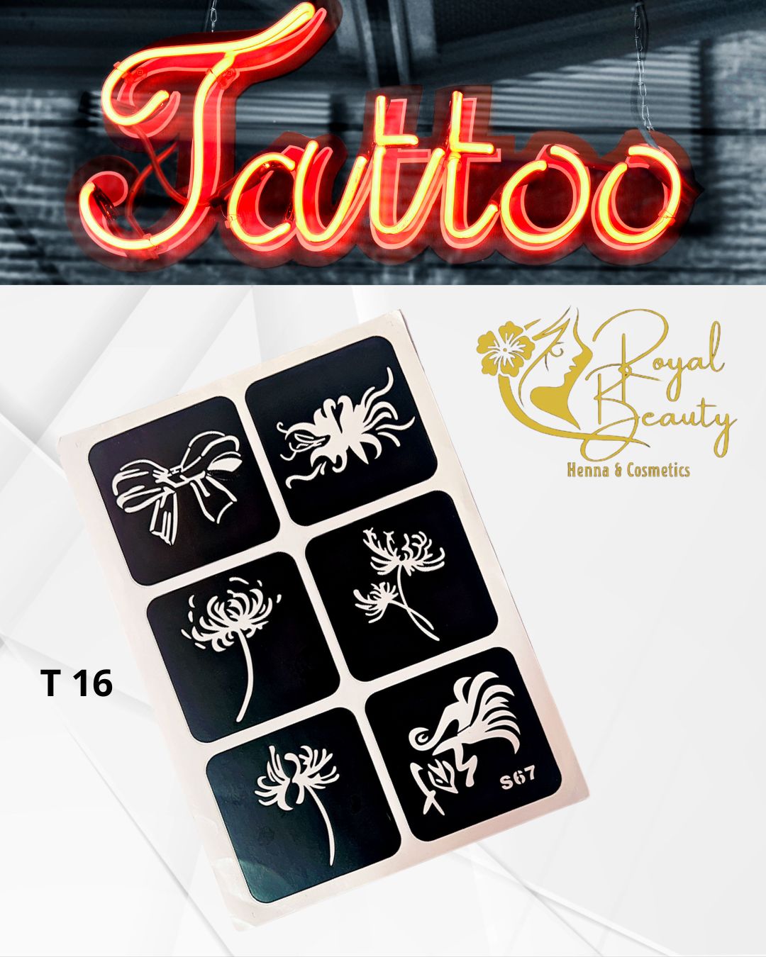 استيكرات تاتو مؤقتة مفرغة تصاميم قابلة لإعادة الاستخدام T 16