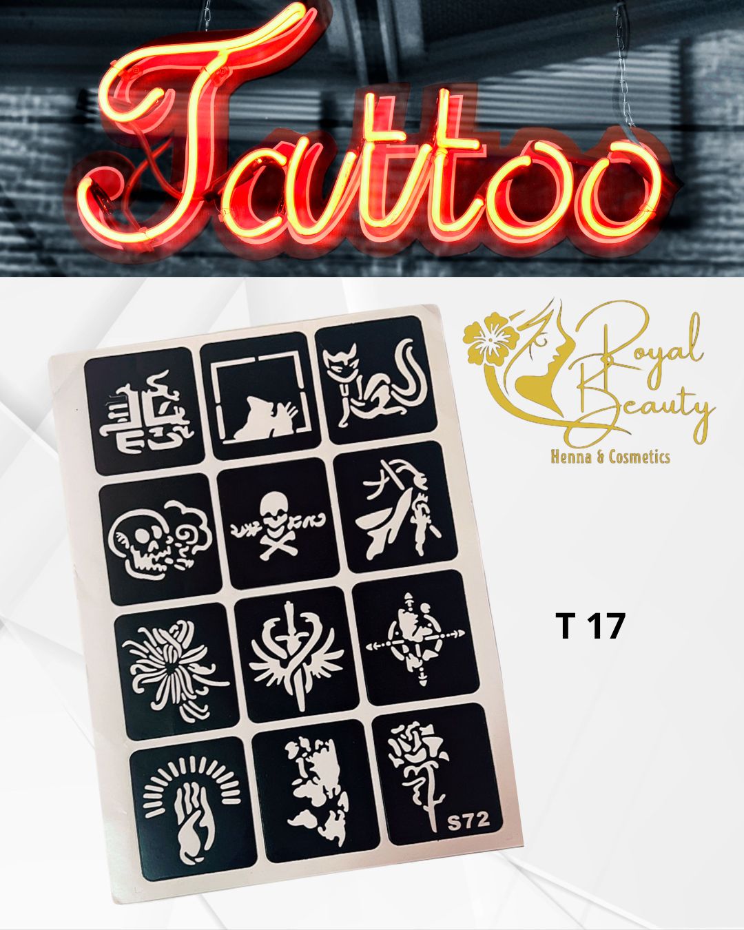 استيكرات تاتو مؤقتة مفرغة تصاميم قابلة لإعادة الاستخدام T 17