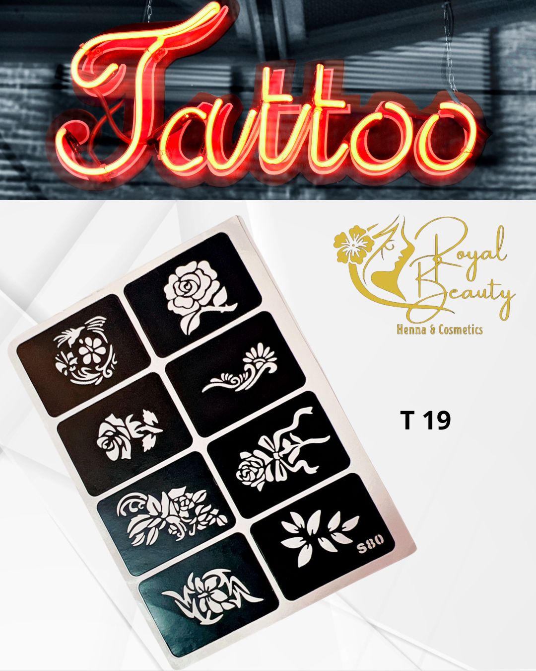 استيكرات تاتو مؤقتة مفرغة تصاميم قابلة لإعادة الاستخدام T 19