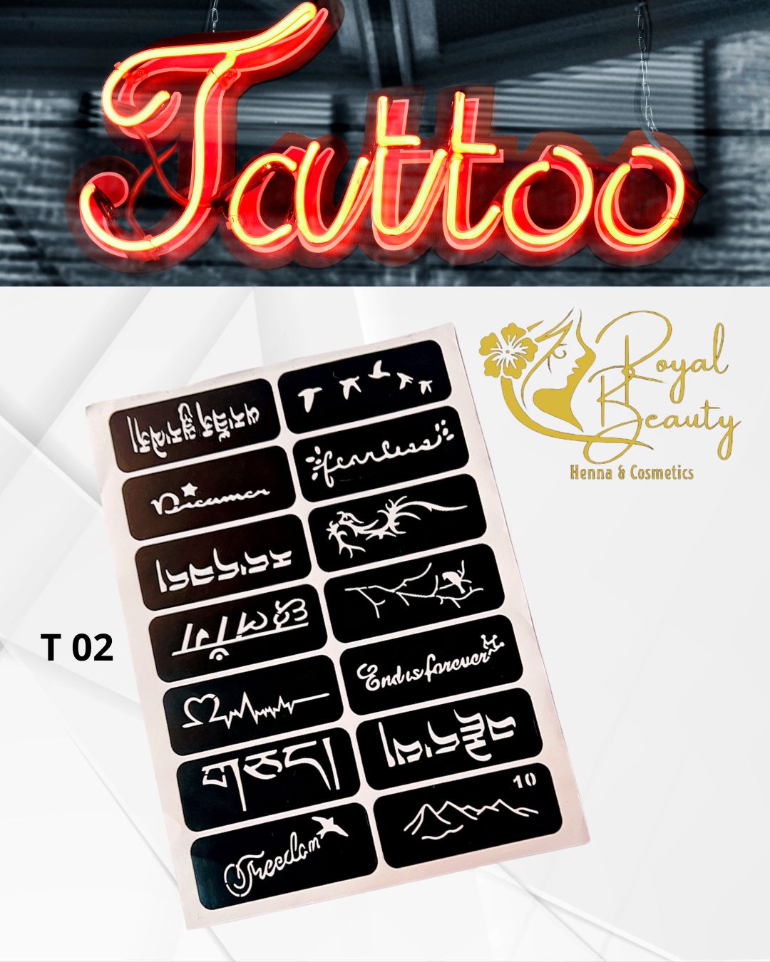 استيكرات تاتو مؤقتة مفرغة تصاميم قابلة لإعادة الاستخدام T 2