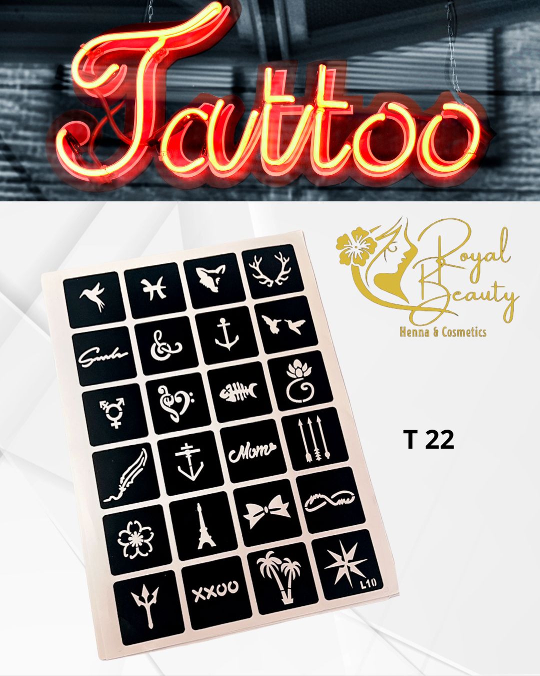استيكرات تاتو مؤقتة مفرغة تصاميم قابلة لإعادة الاستخدام T 22