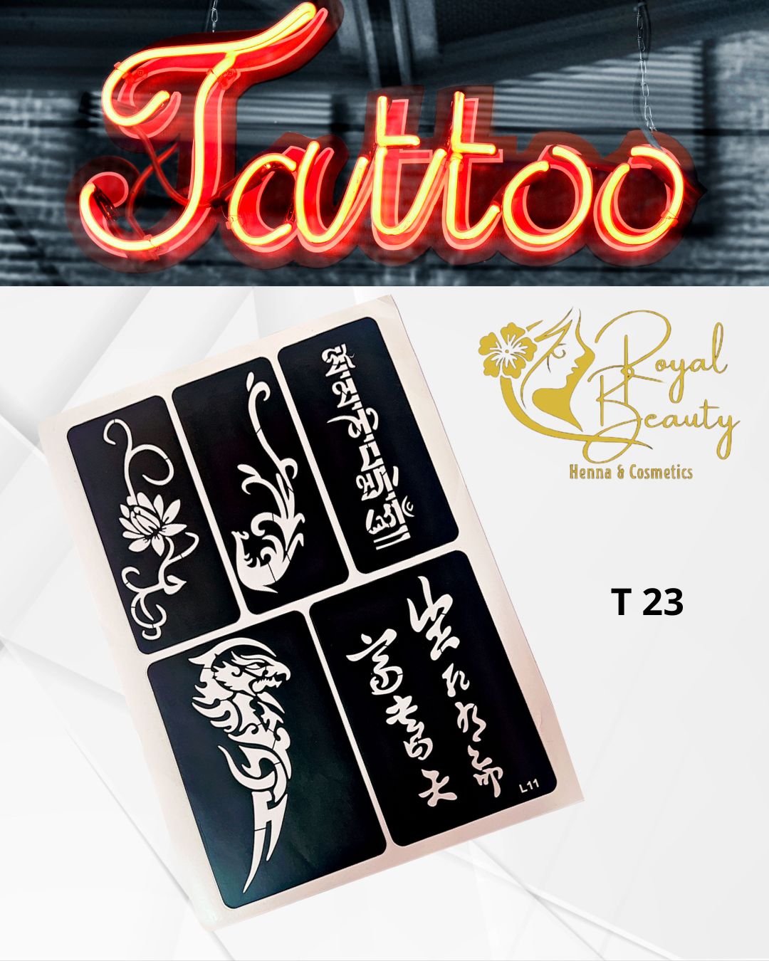 استيكرات تاتو مؤقتة مفرغة تصاميم قابلة لإعادة الاستخدام T 23