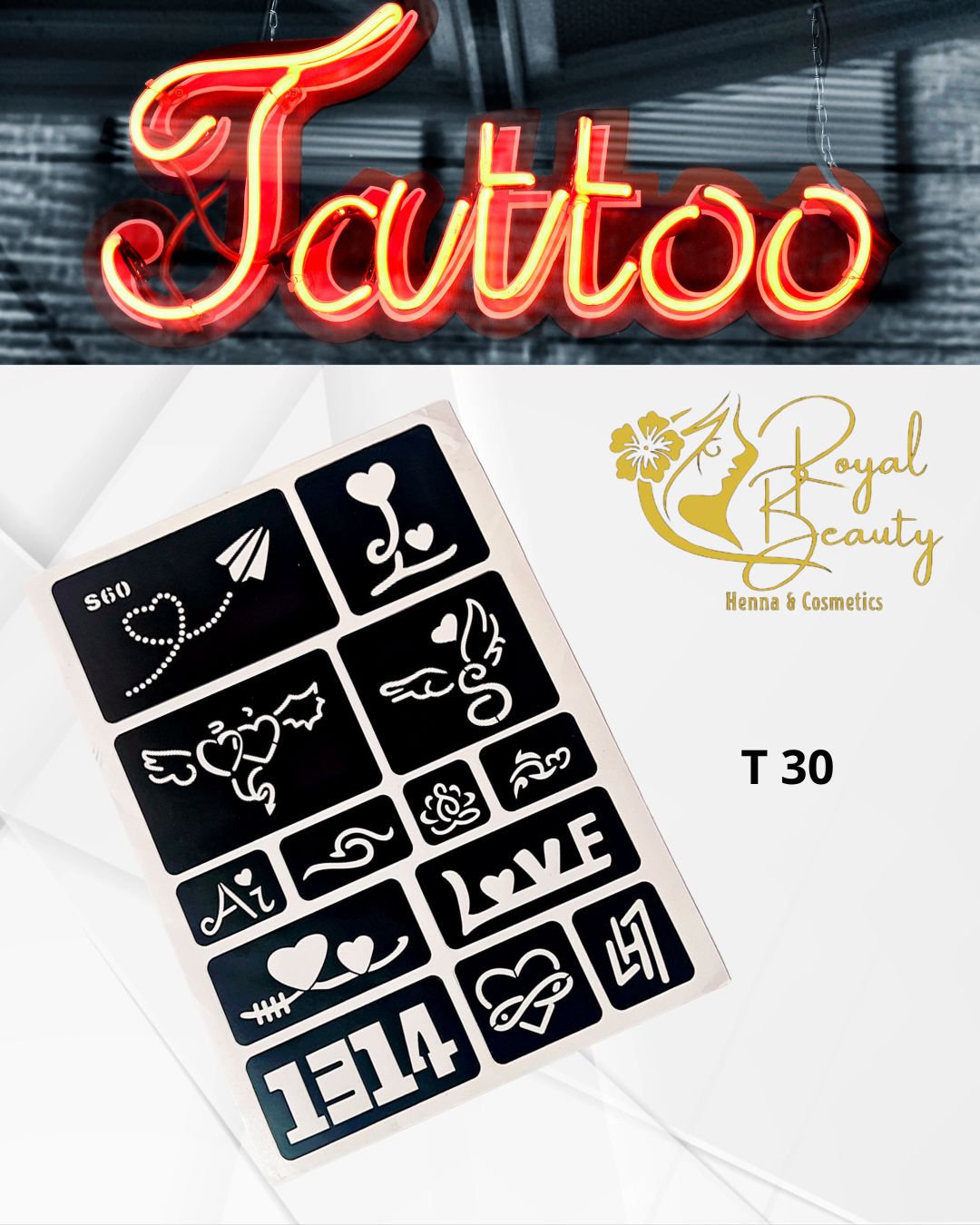 استيكرات تاتو مؤقتة مفرغة تصاميم قابلة لإعادة الاستخدام T 30