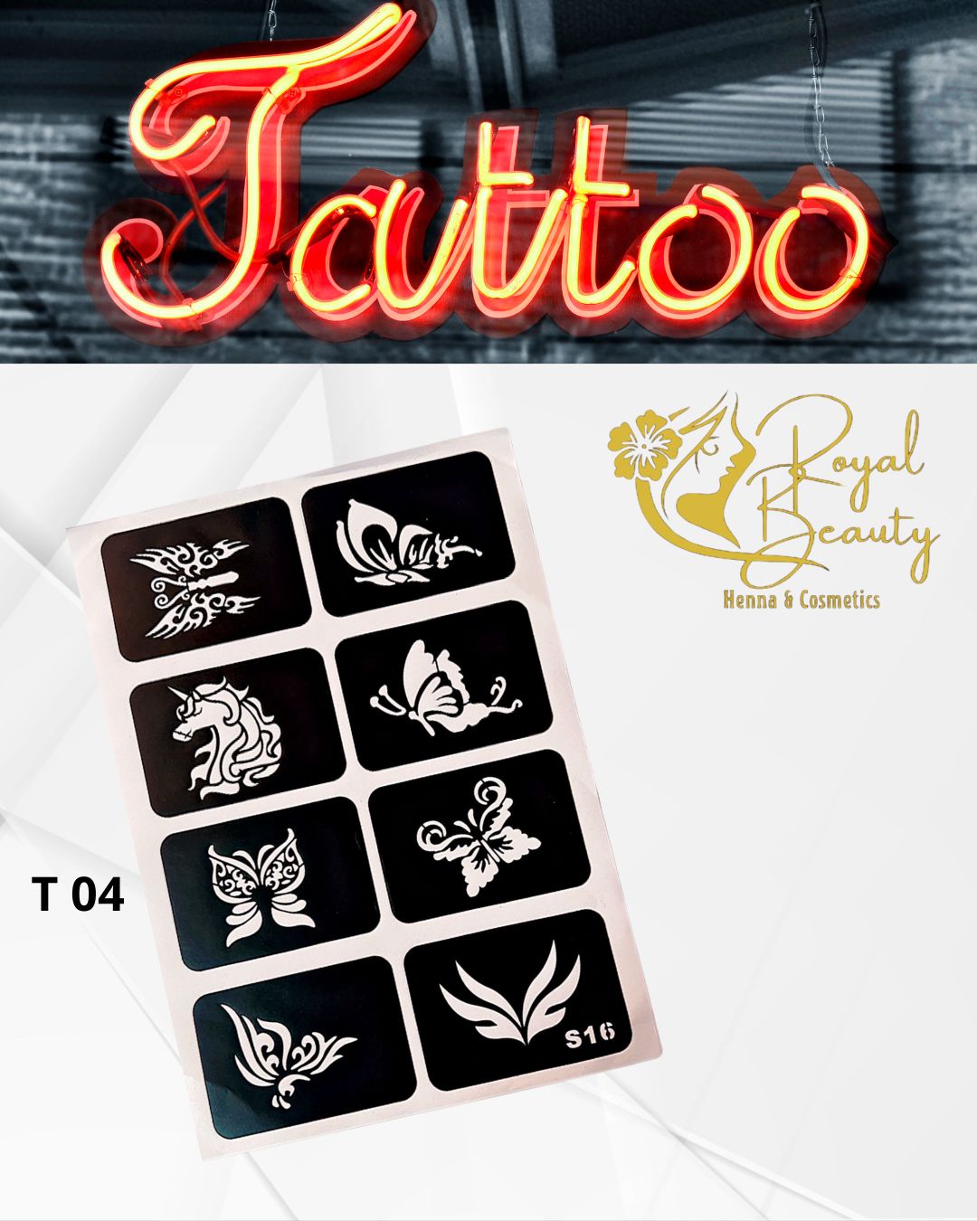 استيكرات تاتو مؤقتة مفرغة تصاميم قابلة لإعادة الاستخدام T 4