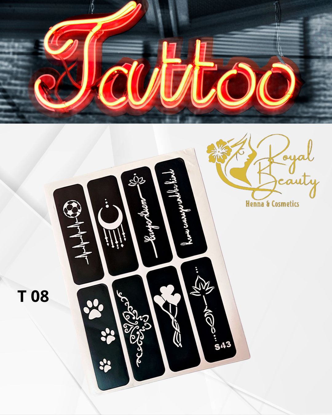استيكرات تاتو مؤقتة مفرغة تصاميم قابلة لإعادة الاستخدام T 8