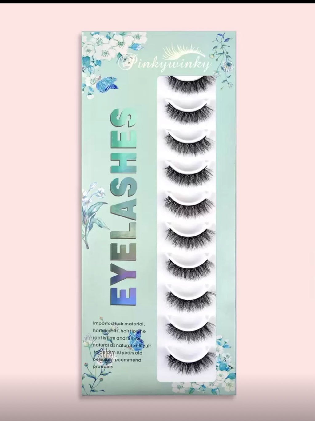 رموش شريطية فاخرة من PinkyWinky – 10 أزواج من الفرو الصناعي الكثيف لإطلالة جذابة Y1055